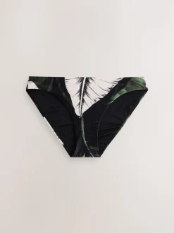 Green/Black Leaf High Leg Bikini Bottoms