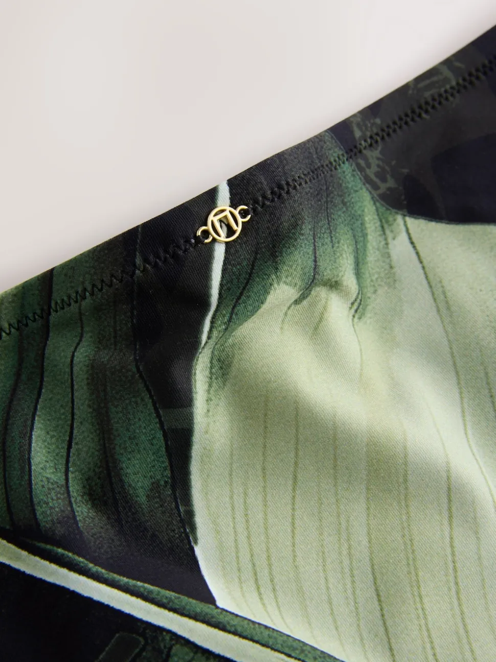 Green/Black Leaf High Leg Bikini Bottoms