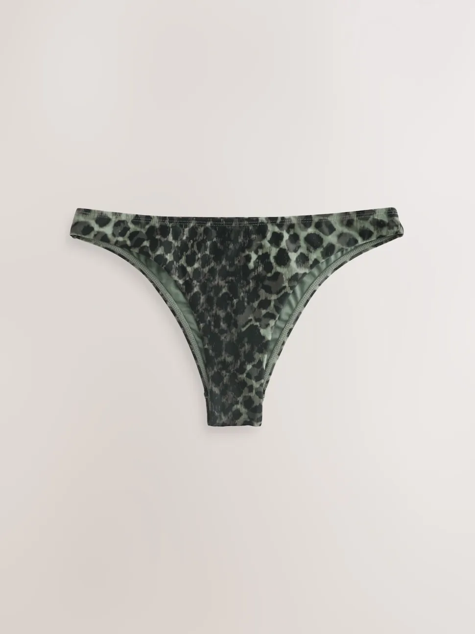 Green/Black Leopard Print Brazilian High Leg Bikini Bottoms