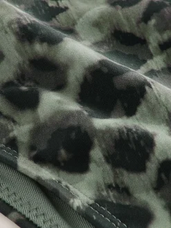Green/Black Leopard Print Brazilian High Leg Bikini Bottoms