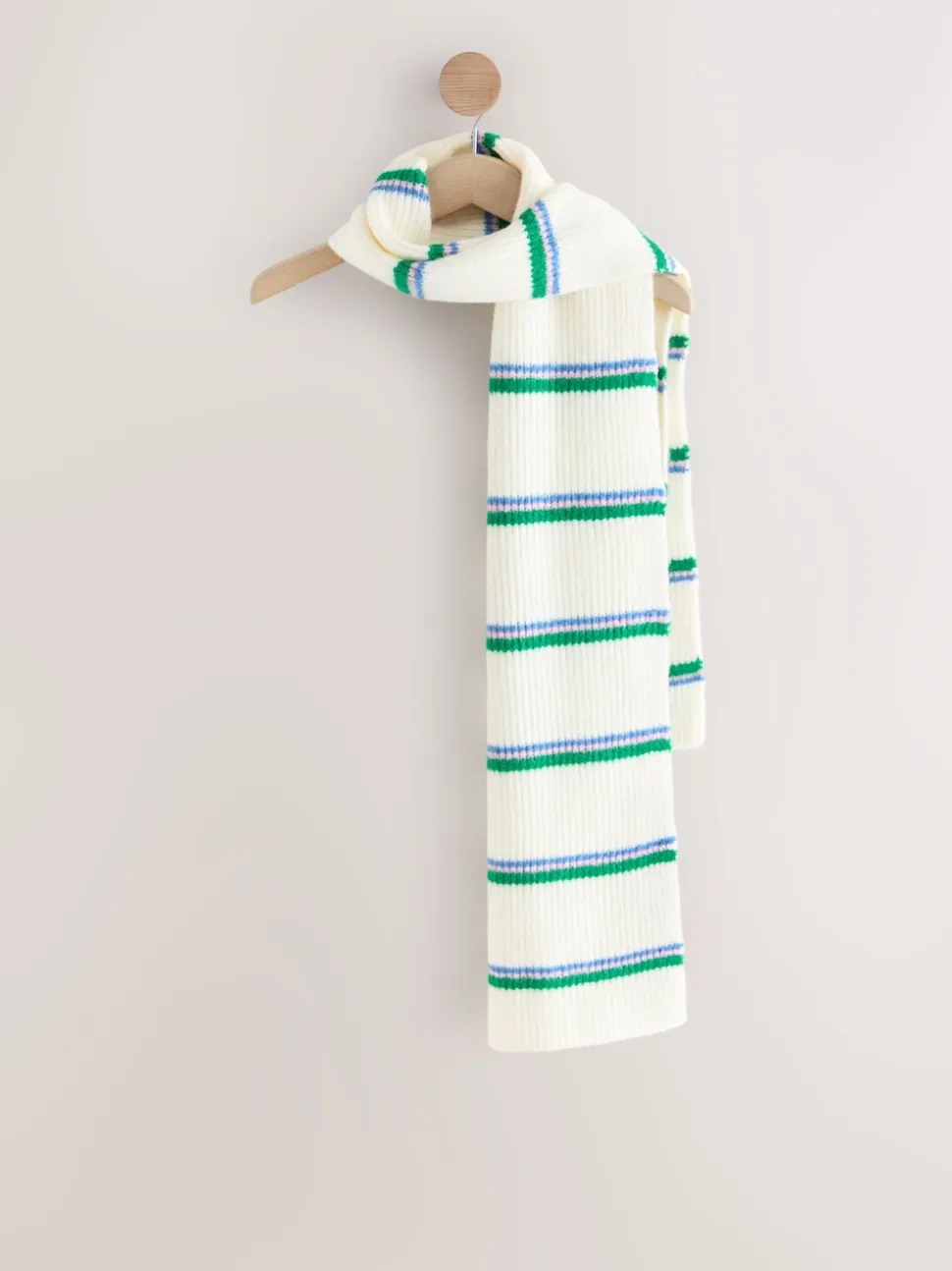 Green/Cream Stripe Knitted Heavyweight Scarf