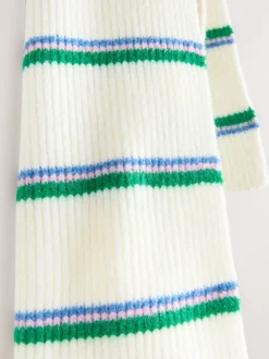 Green/Cream Stripe Knitted Heavyweight Scarf