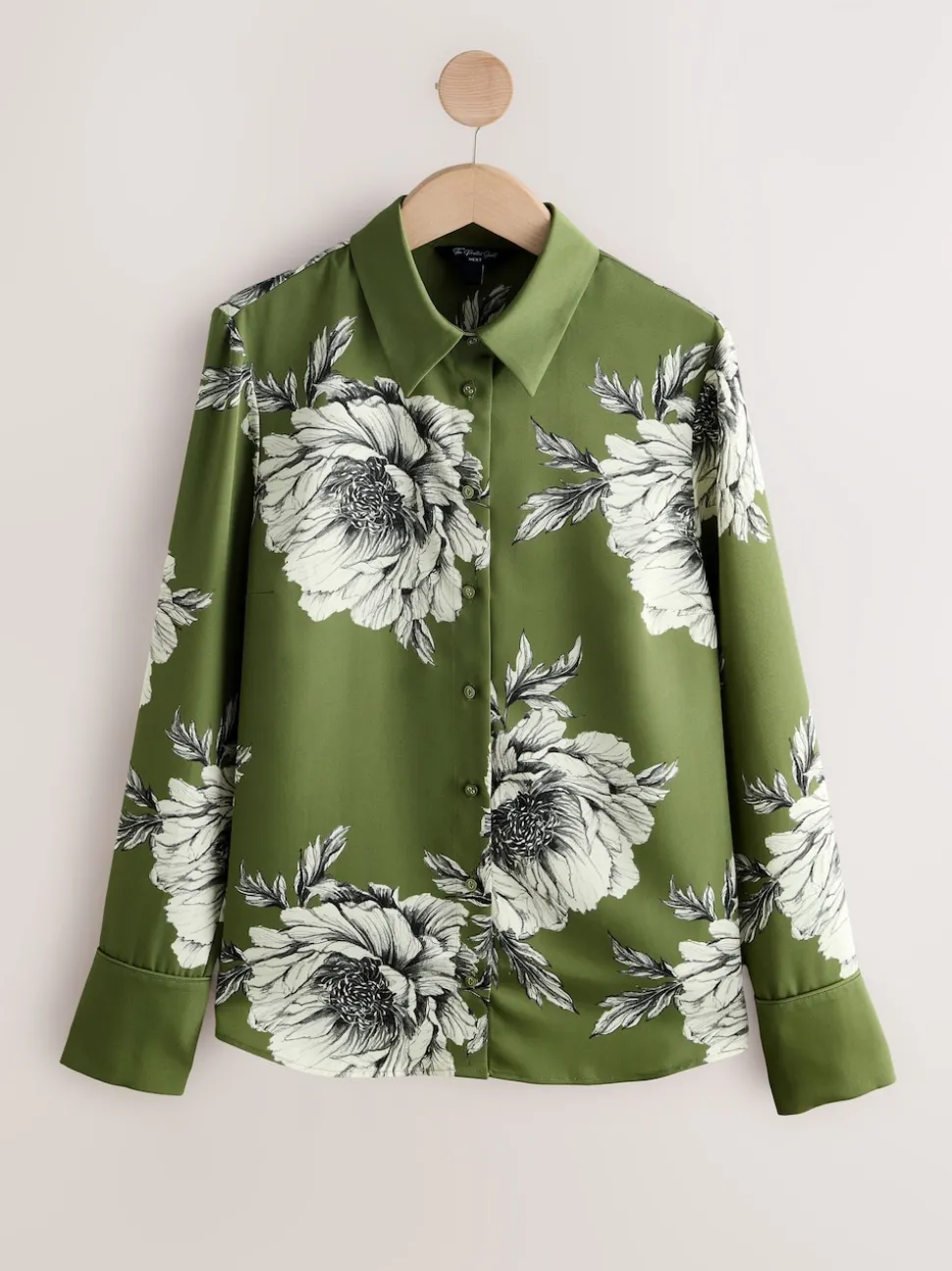 Green/Ecru Floral Print Long Sleeve Shirt