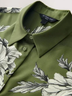 Green/Ecru Floral Print Long Sleeve Shirt