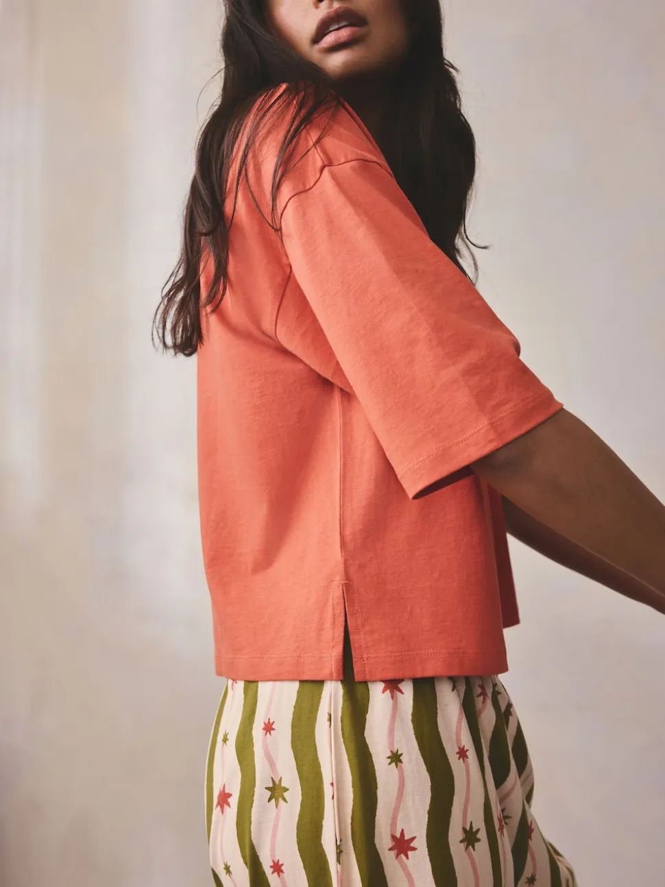 Green/Ecru Stripe Cotton Short Sleeve Pyjamas