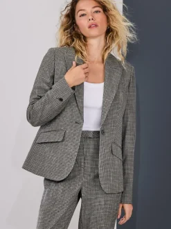 Green/Grey Check Sculpted Tailored Single Breasted Blazer