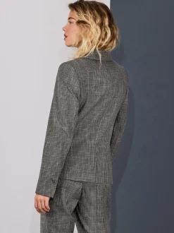 Green/Grey Check Sculpted Tailored Single Breasted Blazer