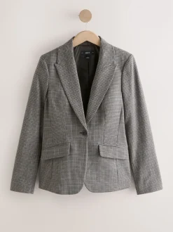 Green/Grey Check Sculpted Tailored Single Breasted Blazer