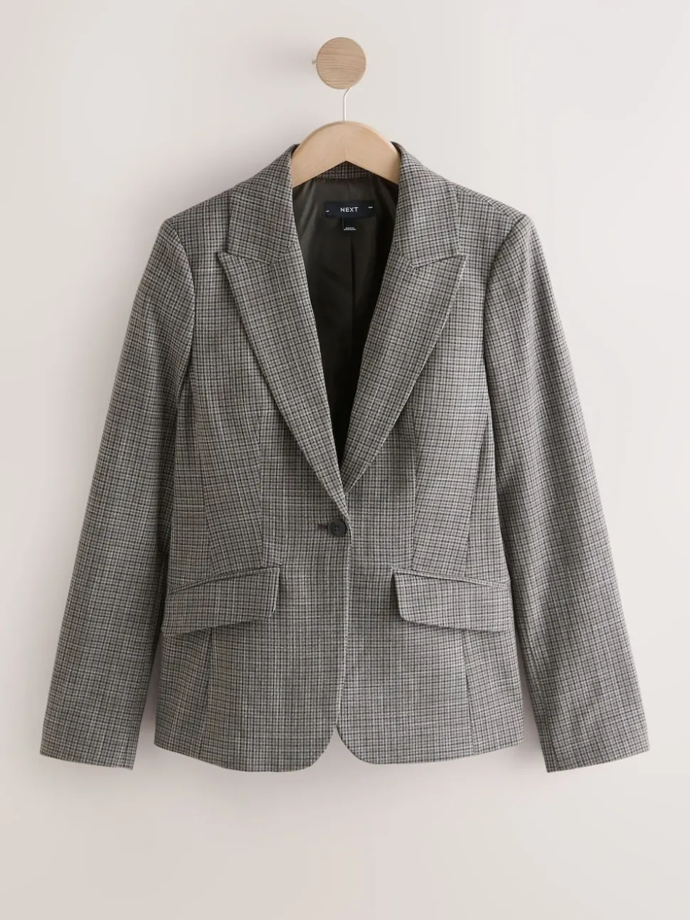 Green/Grey Check Sculpted Tailored Single Breasted Blazer
