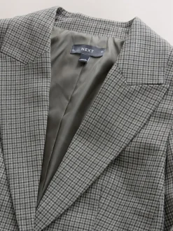 Green/Grey Check Sculpted Tailored Single Breasted Blazer
