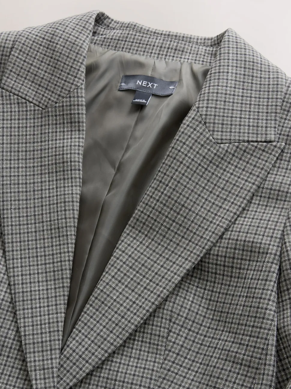 Green/Grey Check Sculpted Tailored Single Breasted Blazer