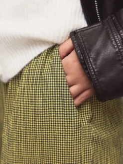 Green/Navy Blue Gingham Wide Leg Trousers