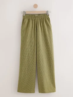 Green/Navy Blue Gingham Wide Leg Trousers