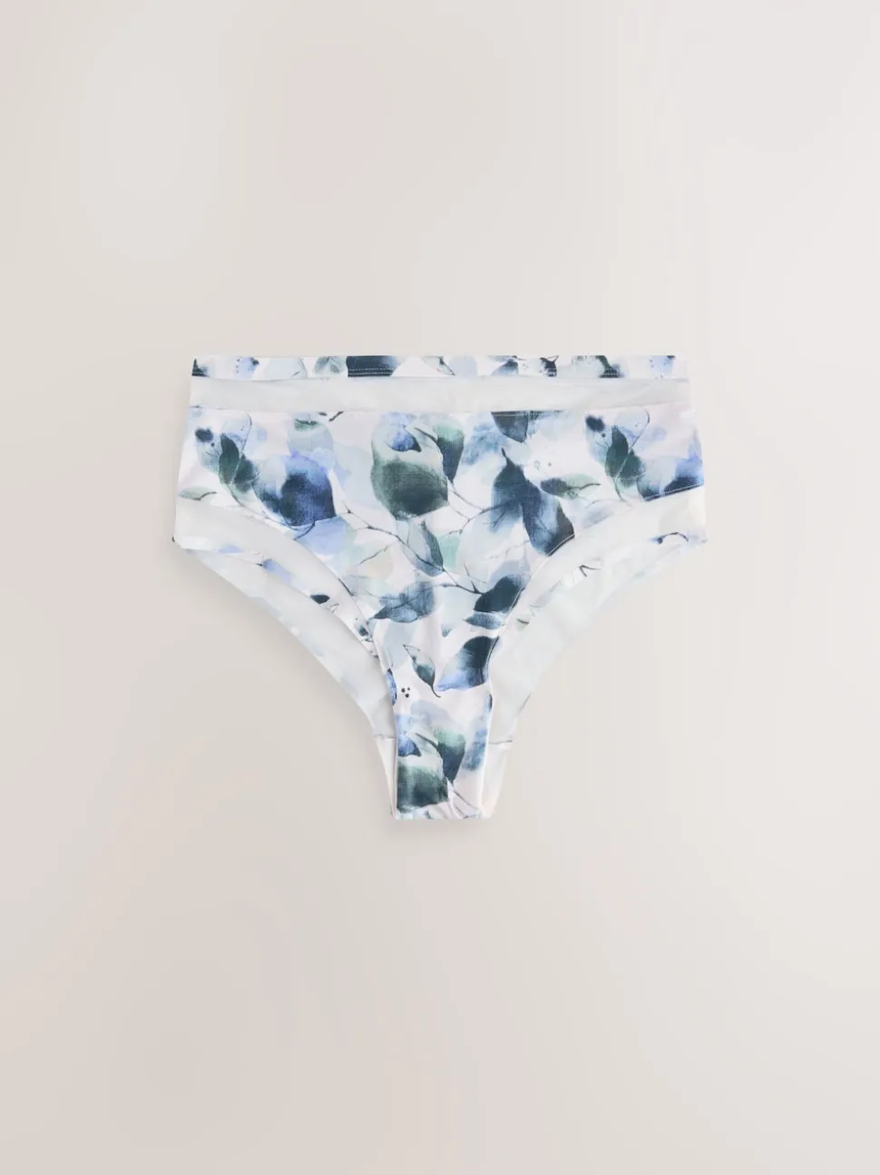 Green/Navy/Navy Print Mesh Trim High Waist High Leg Knickers 3 Pack