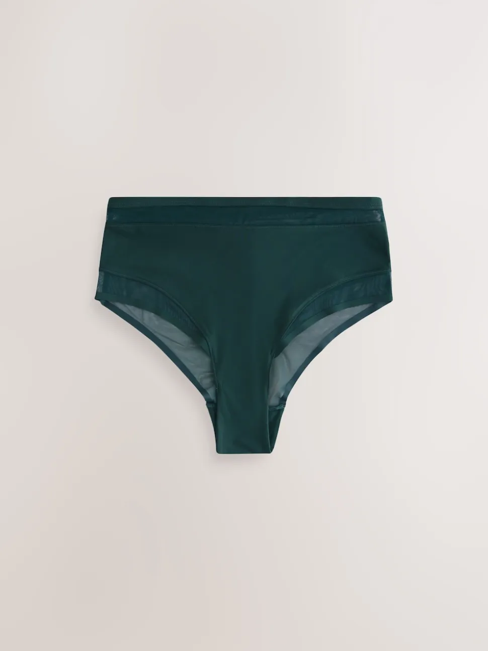 Green/Navy/Navy Print Mesh Trim High Waist High Leg Knickers 3 Pack