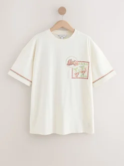 Green/Pink Graphic Print Beach T-Shirt