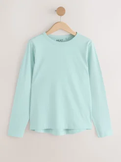Green/Purple/Blue/Ecru/Pink 100% Cotton Long Sleeve T-Shirts 5 Pack
