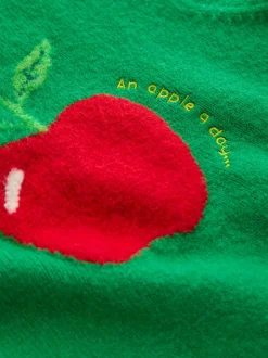 Green/Red Apple Graphic Sleeveless Knitted Tank With Wool