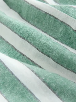 Green/White Summer Shorts With Linen