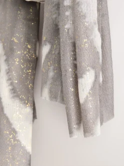 Grey Abstract Foil Lightweight Scarf