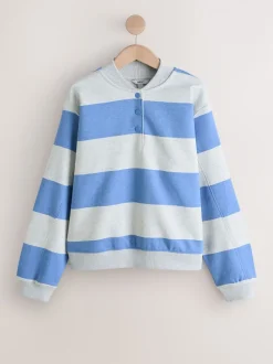 Grey and Blue Popperneck Henley Sweatshirt