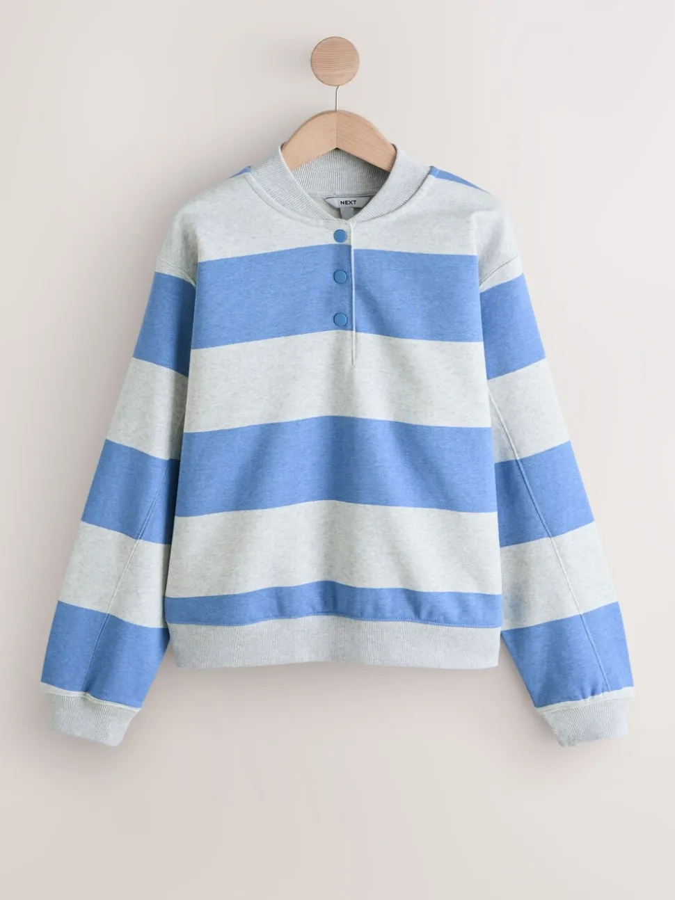 Grey and Blue Popperneck Henley Sweatshirt