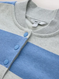Grey and Blue Popperneck Henley Sweatshirt