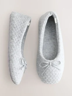 Grey Ballerina Heart Slippers
