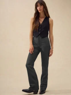 Grey Check Bootcut Sculpting Tailored Trousers