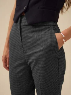 Grey Check Bootcut Sculpting Tailored Trousers