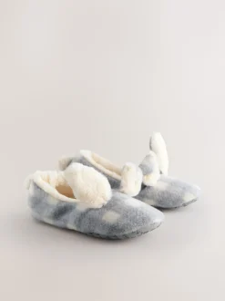 Grey Check Bunny Ballet Slippers