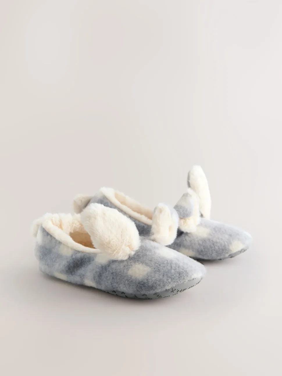 Grey Check Bunny Ballet Slippers