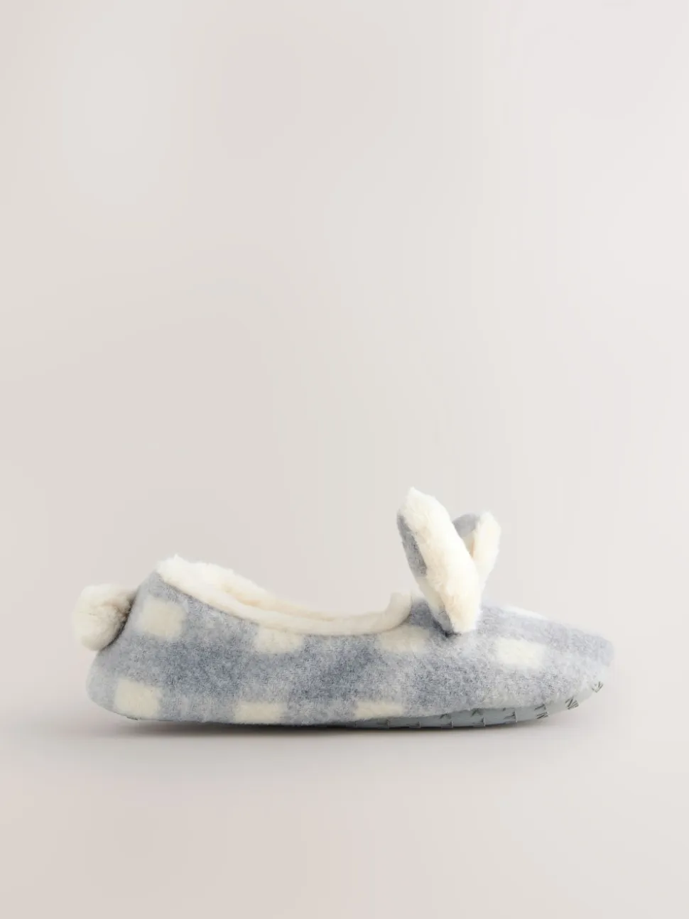 Grey Check Bunny Ballet Slippers