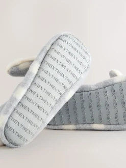 Grey Check Bunny Ballet Slippers