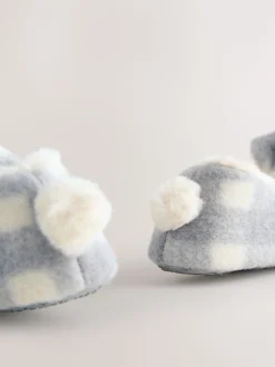 Grey Check Bunny Ballet Slippers