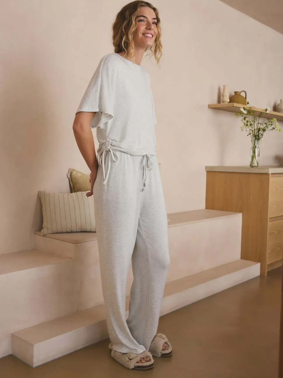 Grey Cosy Short Sleeve Pyjamas
