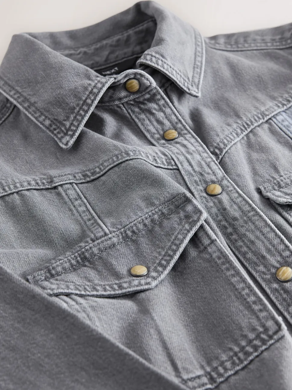Grey Denim Midi Shirt Dress