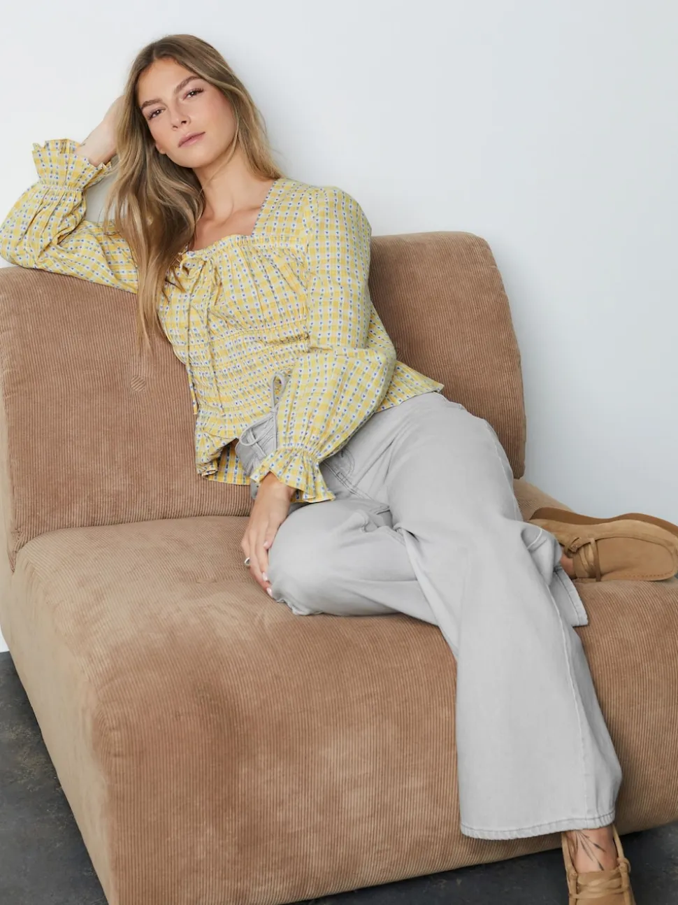 Grey Denim Wide Leg Joggers Waist Jeans