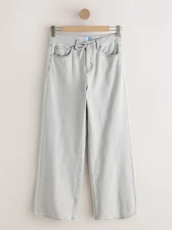 Grey Denim Wide Leg Joggers Waist Jeans