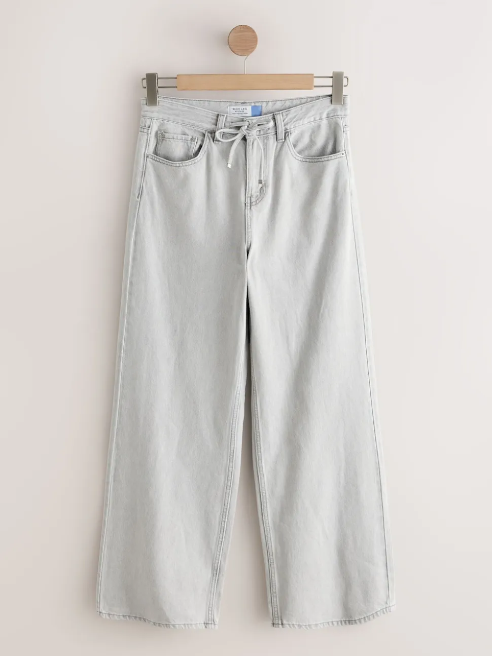 Grey Denim Wide Leg Joggers Waist Jeans