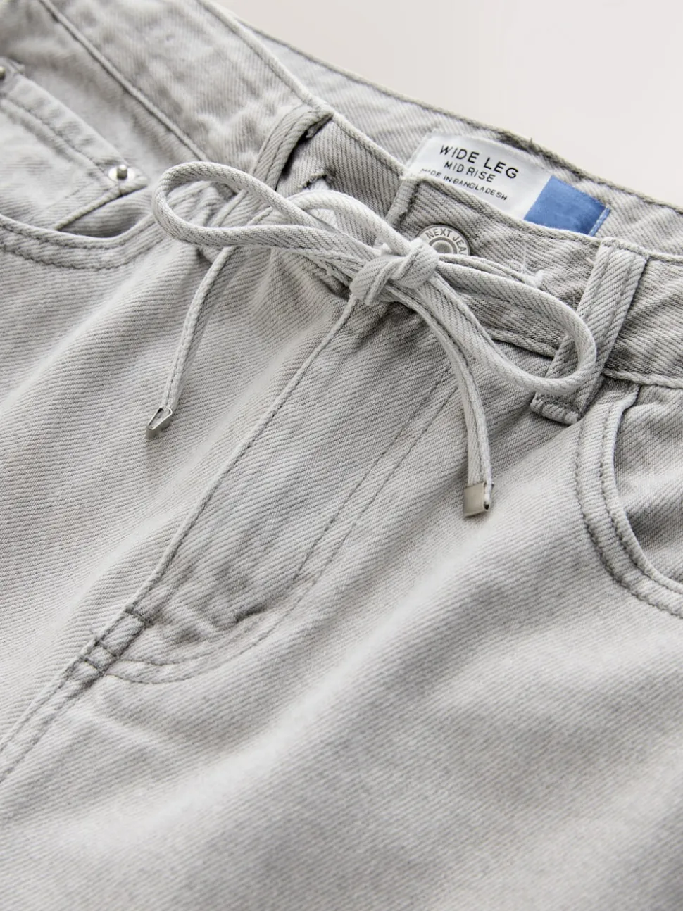 Grey Denim Wide Leg Joggers Waist Jeans