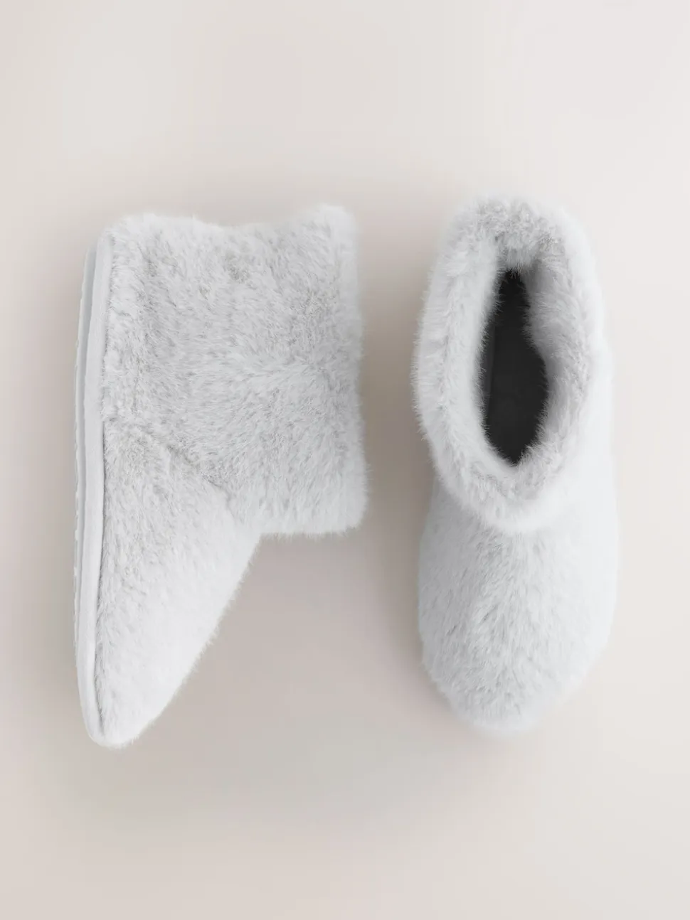 Grey Faux Fur Boot Slippers