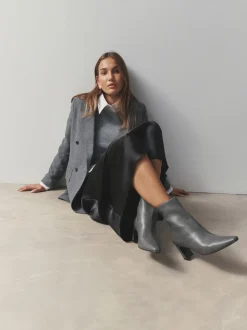 Grey Forever Comfort® Chisel Toe Heeled Ankle Boots