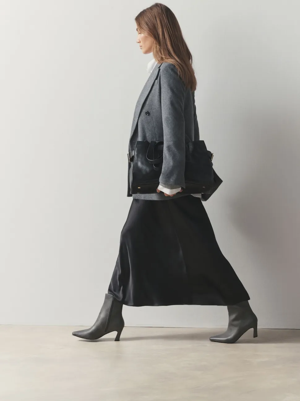 Grey Forever Comfort® Chisel Toe Heeled Ankle Boots