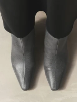 Grey Forever Comfort® Chisel Toe Heeled Ankle Boots