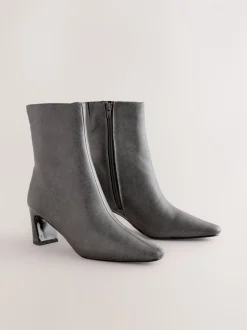 Grey Forever Comfort® Chisel Toe Heeled Ankle Boots