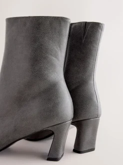 Grey Forever Comfort® Chisel Toe Heeled Ankle Boots