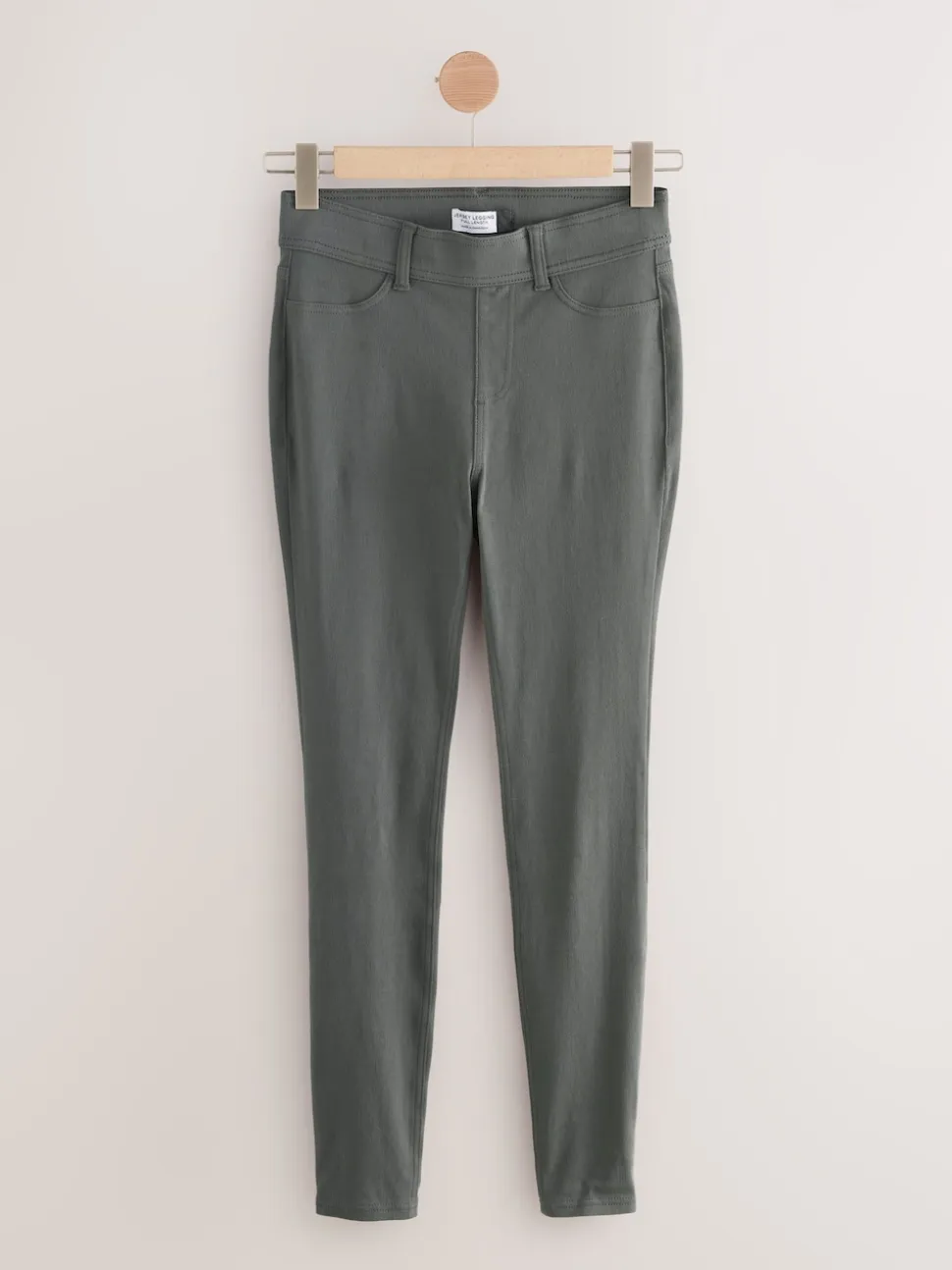Grey Full Length Jersey Denim Leggings