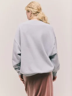 Grey Graphic Satin Applique 'Le Marais' City Longsleeve Crewneck Sweatshirt