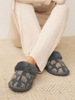 Grey Hamish Suede Mule Slippers